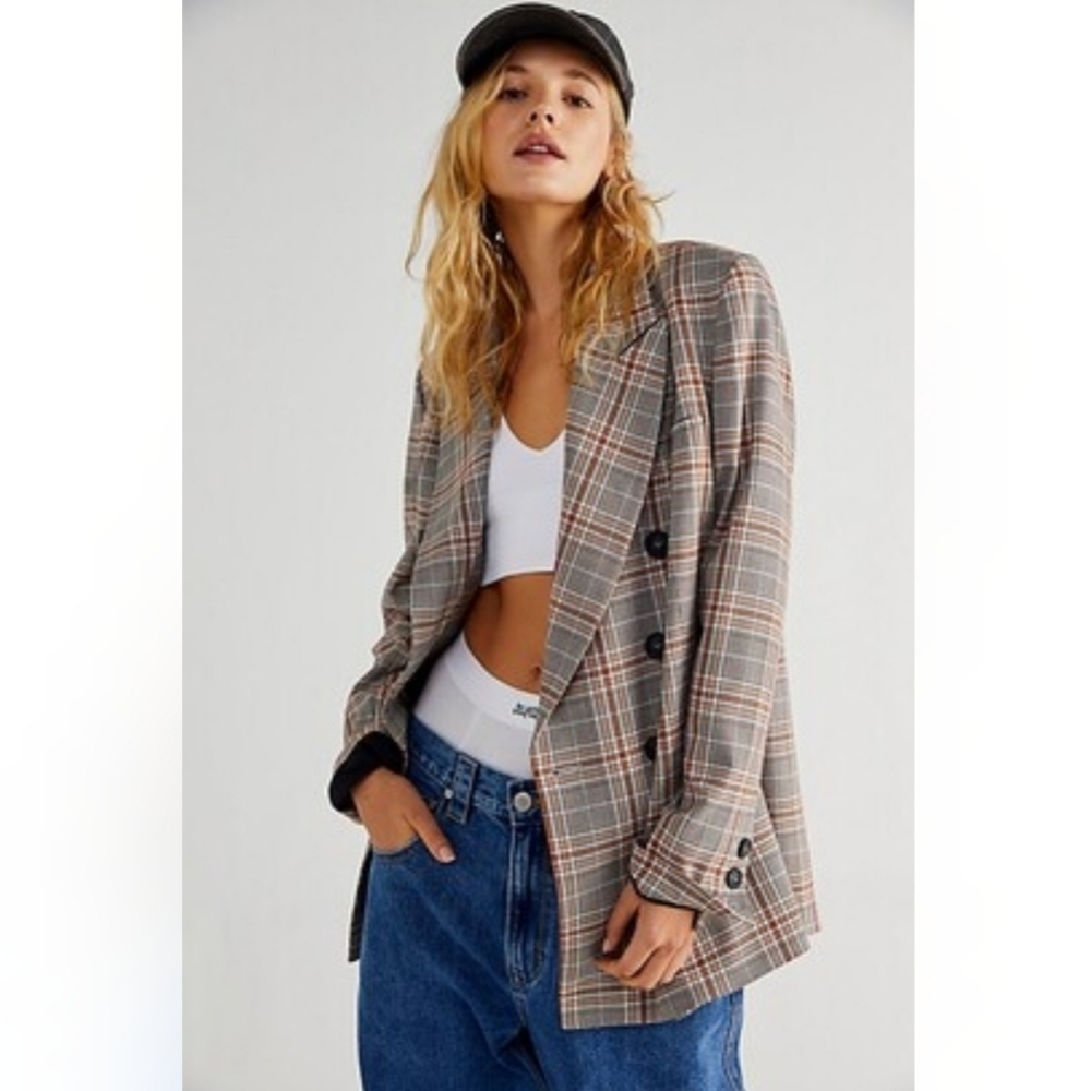 Free People Plaid Blazer